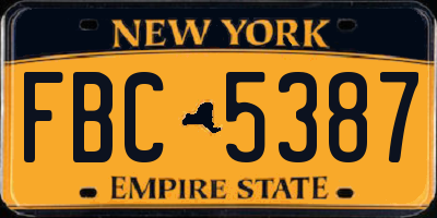 NY license plate FBC5387