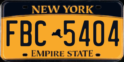 NY license plate FBC5404