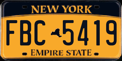 NY license plate FBC5419