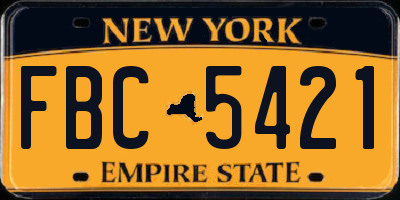 NY license plate FBC5421