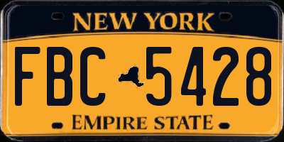 NY license plate FBC5428