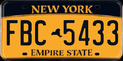 NY license plate FBC5433
