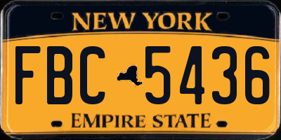 NY license plate FBC5436