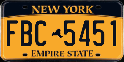 NY license plate FBC5451