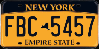 NY license plate FBC5457