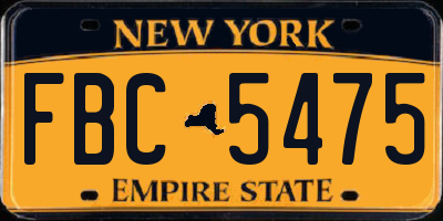 NY license plate FBC5475