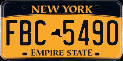 NY license plate FBC5490