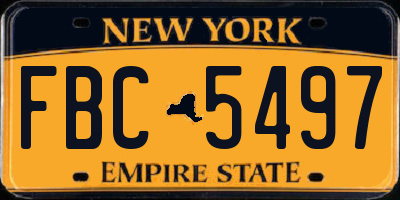 NY license plate FBC5497
