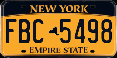 NY license plate FBC5498