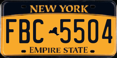 NY license plate FBC5504