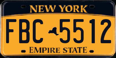 NY license plate FBC5512