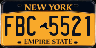 NY license plate FBC5521