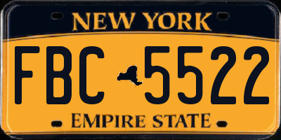 NY license plate FBC5522