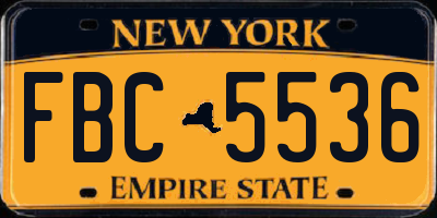 NY license plate FBC5536