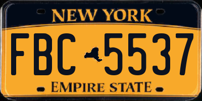 NY license plate FBC5537