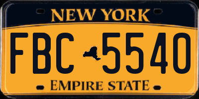 NY license plate FBC5540