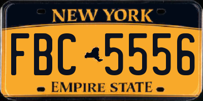 NY license plate FBC5556