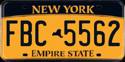 NY license plate FBC5562