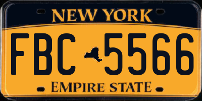 NY license plate FBC5566