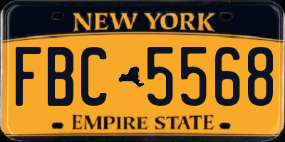 NY license plate FBC5568