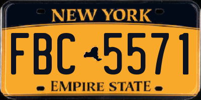 NY license plate FBC5571