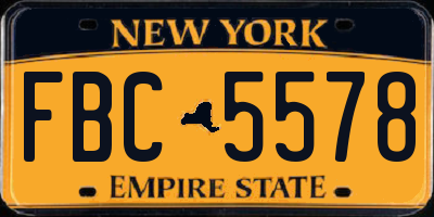 NY license plate FBC5578