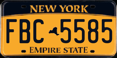 NY license plate FBC5585