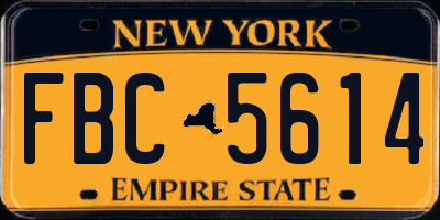 NY license plate FBC5614