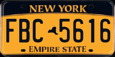 NY license plate FBC5616