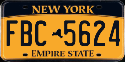 NY license plate FBC5624