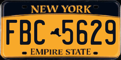 NY license plate FBC5629