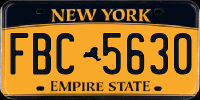 NY license plate FBC5630