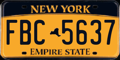 NY license plate FBC5637