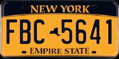 NY license plate FBC5641