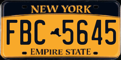 NY license plate FBC5645