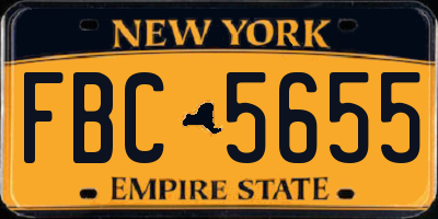 NY license plate FBC5655