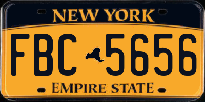 NY license plate FBC5656