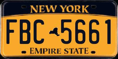 NY license plate FBC5661