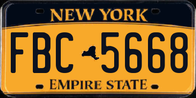 NY license plate FBC5668