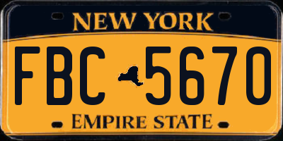 NY license plate FBC5670