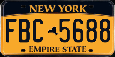 NY license plate FBC5688