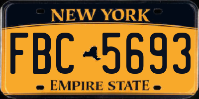 NY license plate FBC5693