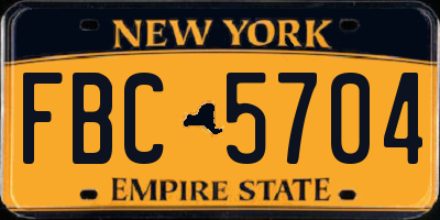 NY license plate FBC5704