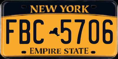 NY license plate FBC5706