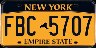 NY license plate FBC5707