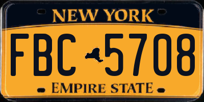 NY license plate FBC5708