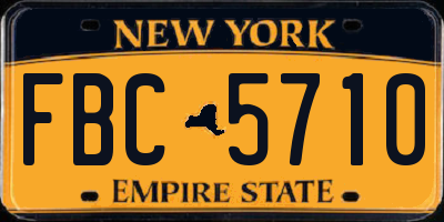 NY license plate FBC5710