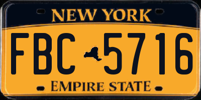 NY license plate FBC5716