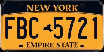 NY license plate FBC5721