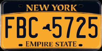 NY license plate FBC5725